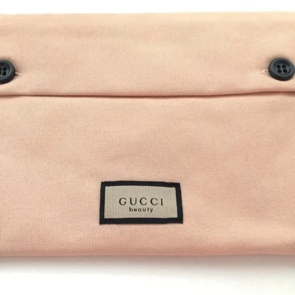 NFS NOT FOR SALE Gucci Beauty Pouch Light Pink Canvas Cosmetic Organizer Makeup - Picture 4 of 6
